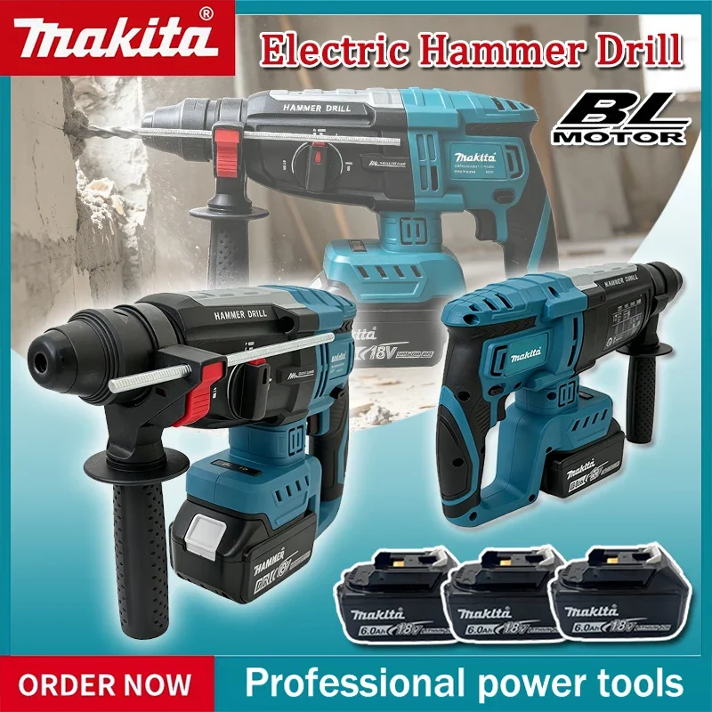 Brushless Cordless Electric Drill 18V - Wiertarko-wkrętarka udarowa bezszczotkowa Makita 28MM, wielofunkcyjna,