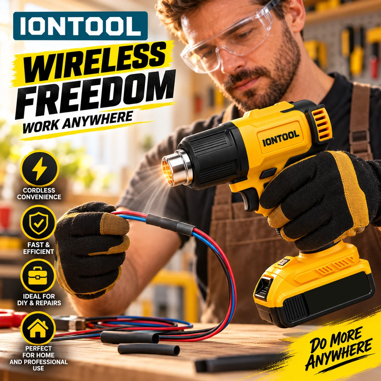 IONTOOL Żółty 550 ℃   Szybko n – Cordless Heat Gun For Shrink Tubing recenzja i cena